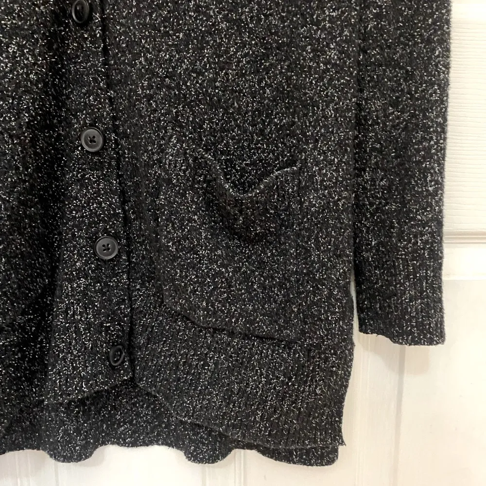 Oversized Wool Blend Buttoned Cardigan in Marled Black - Image 2