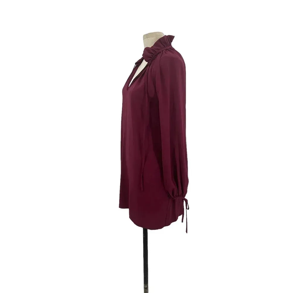 Amanda Uprichard‎ Vittoria Shift Dress Long Sleeve Purple Burgundy Size Small - Image 6