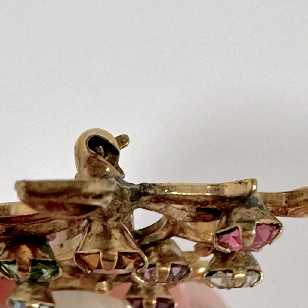 Vintage Estate Multicolor Rhinestone Tree Of Life Family Tree Brooch Pin Gold - Image 6