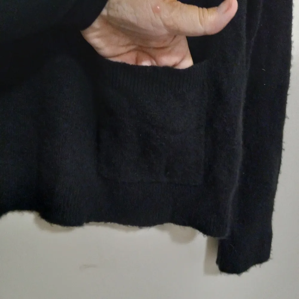 Halogen  M Merino Wool Blend Mock Turtle Neck Pullover Pocket Soft Sweater - Image 3