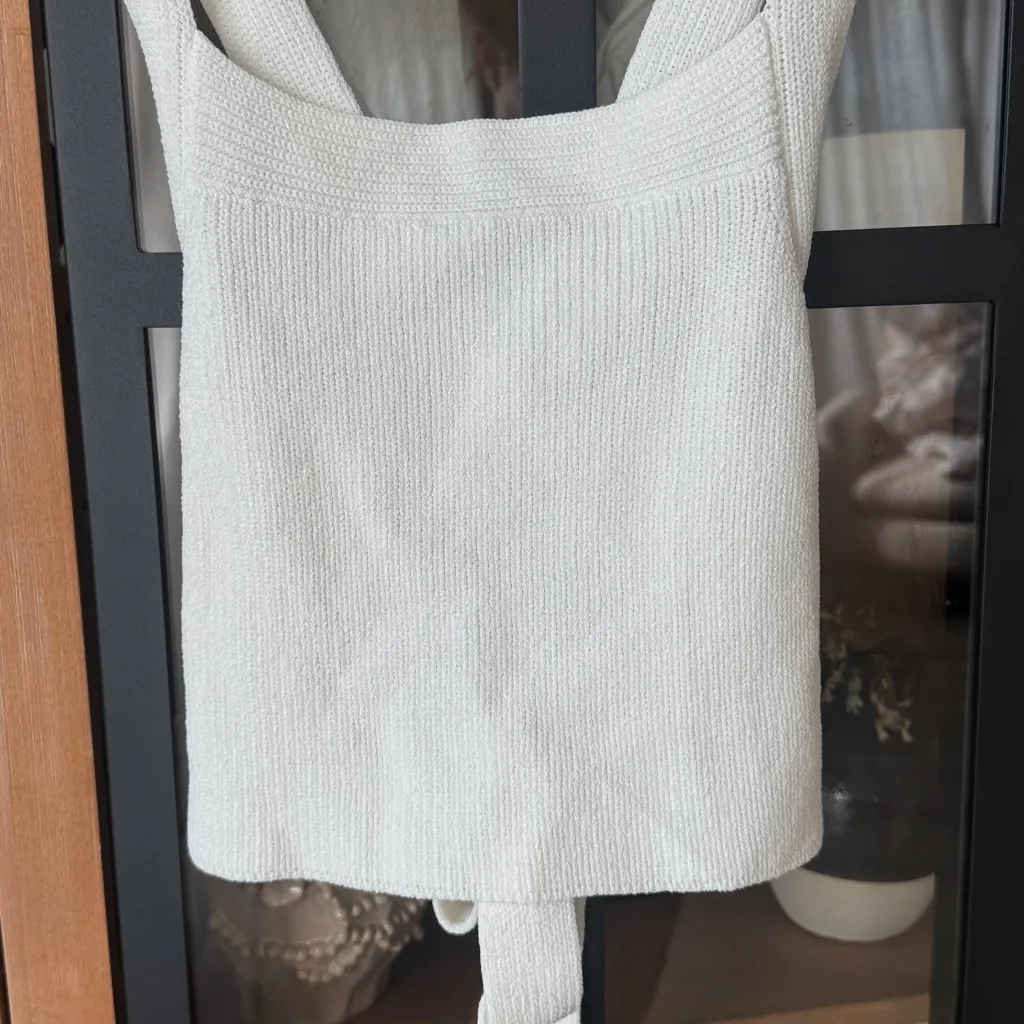 New Aritzia Wilfred Cayenne knit cropped top tank open back tie ribbed - Image 7