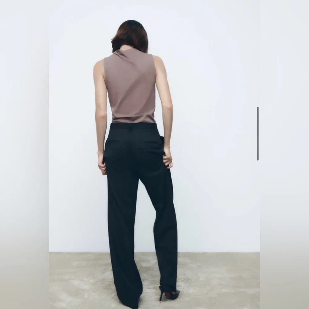 Asymmetric Neck Top in Taupe - Image 4