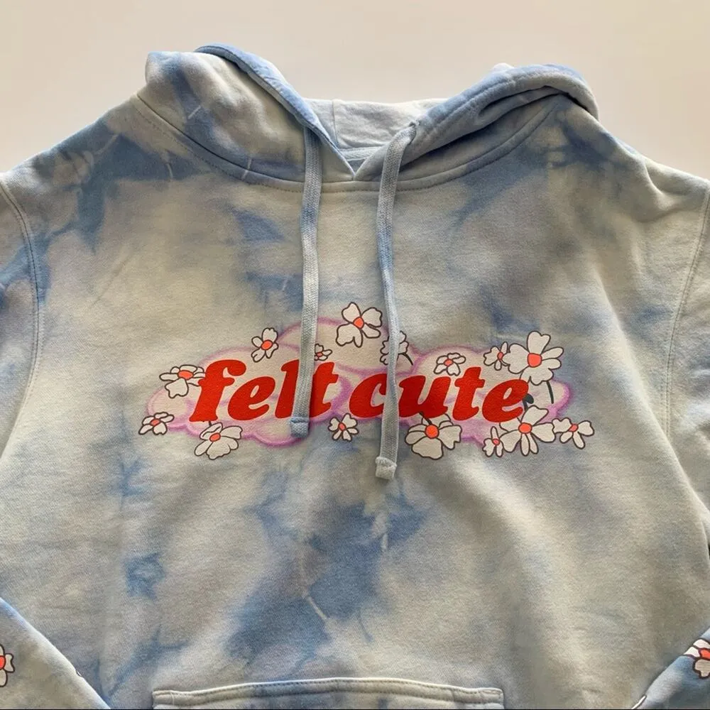 By Samii Ryan | Felt Cute Blue and White Tie Dye Hoodie Sweatshirt Medium - Image 2