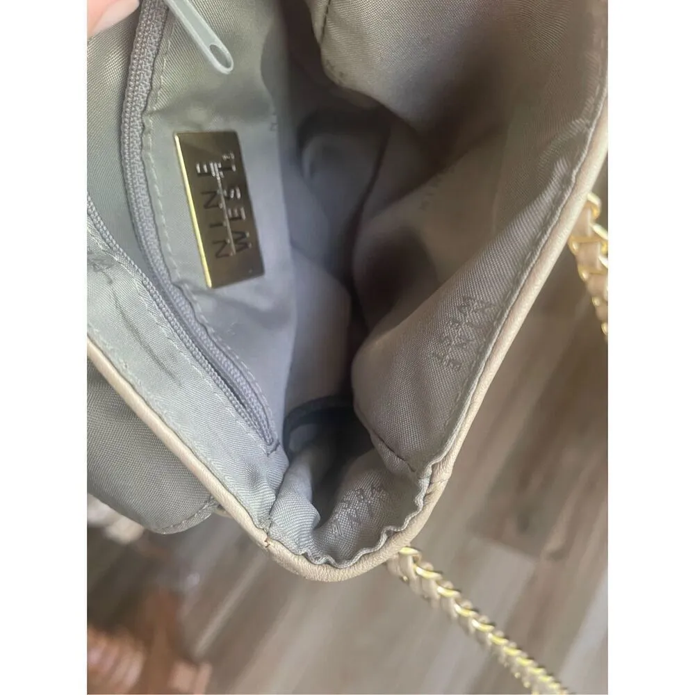 Nine West  Genuine Leather Cream Gold  Crossbody Bag - Image 7