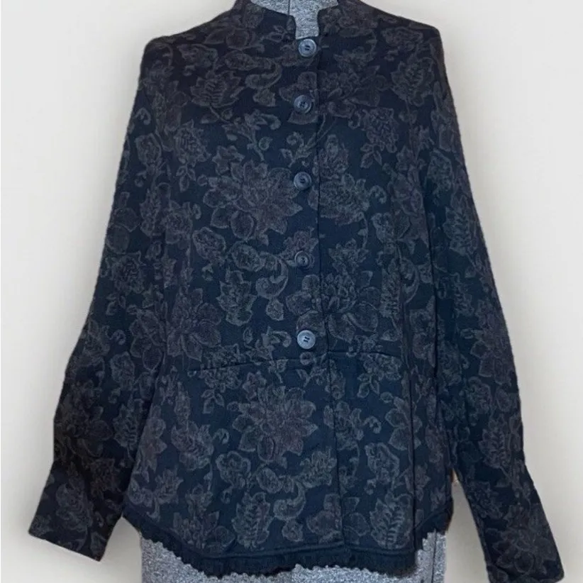 Peruvian Connection blazer Womens XL Floral Jacquard Knit Peru blazer arty boho - Image 1