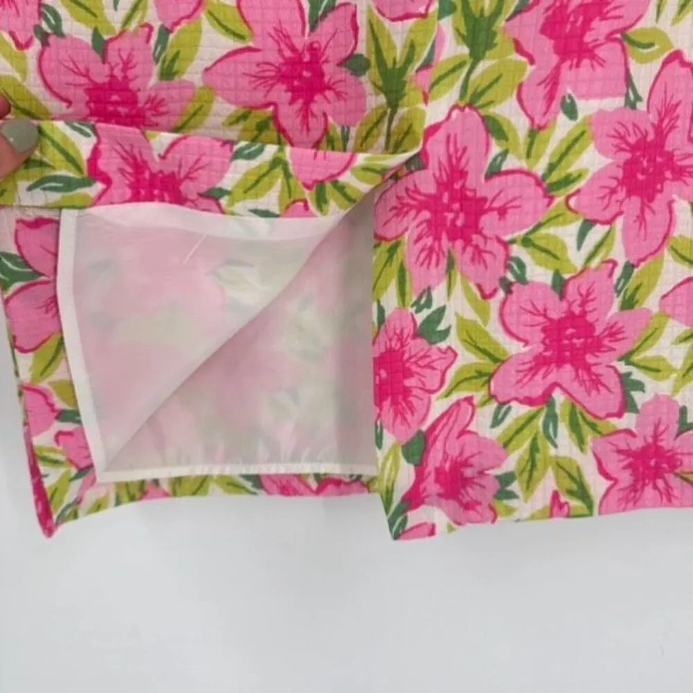 Vintage Talbots Womens Floral Pure Silk Lined Straight Pencil Skirt Pink Size 12 - Image 7