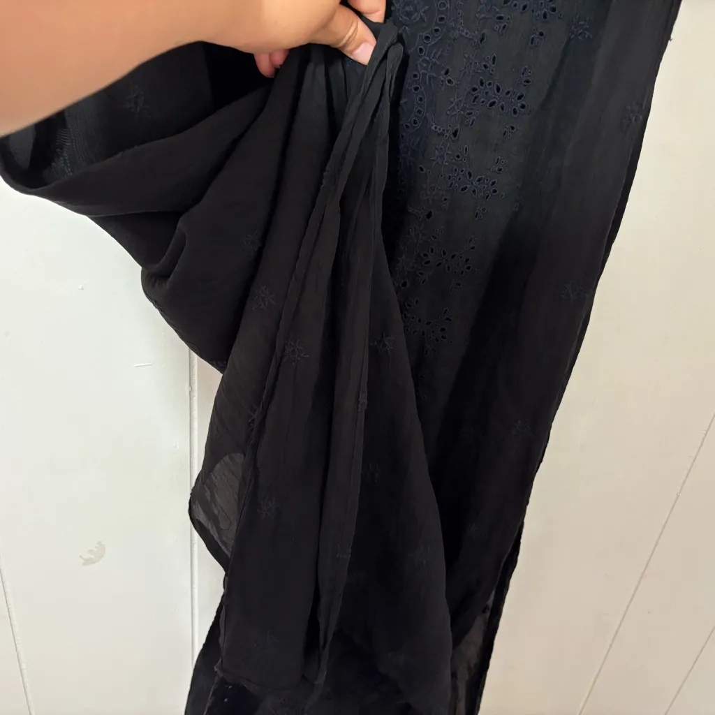 Johnny Was Sleeveless Embroidered Lace Eyelet Maxi Dress Black Size M - Image 4