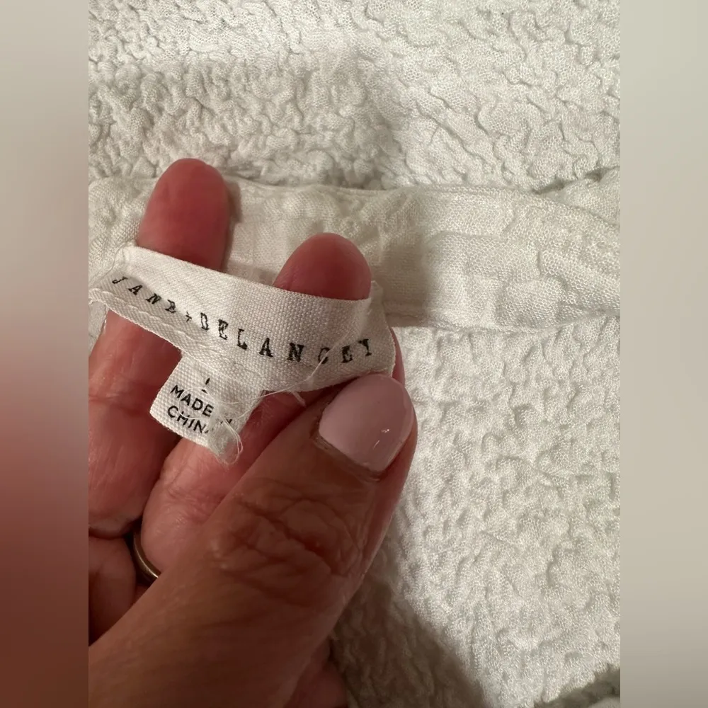 EUC Anthropology Jane + Delancey White Gauze crop top white sz L Size L - Image 5