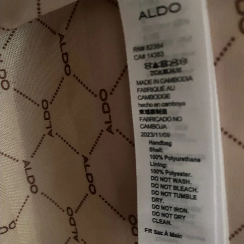 Aldo Large Square White/Beige Tote Bag With Detachable Cord‎ 15x12 New With Tags - Image 11