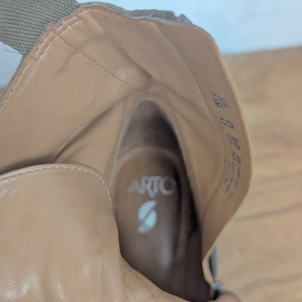 Franco Sarto Patia Lace up Chunky Heeled Olive Leather Boots 7.5M - Image 8