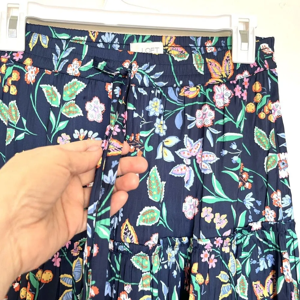 Loft Outlet Women Skirt Sz Small Floral Short Front Tied Tiered Colorful Spring - Image 5