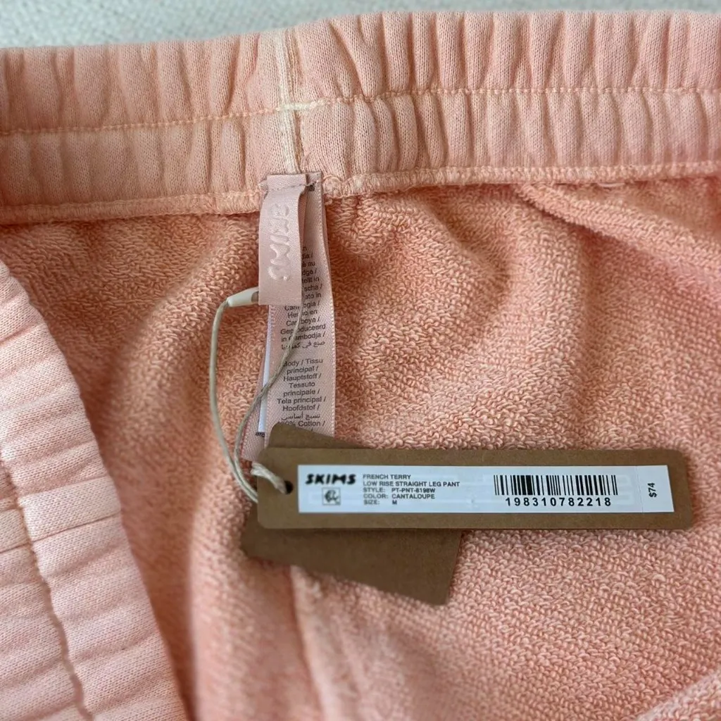 Skims French Terry Straight Leg Pant in Cantaloupe, Size Medium - Image 8
