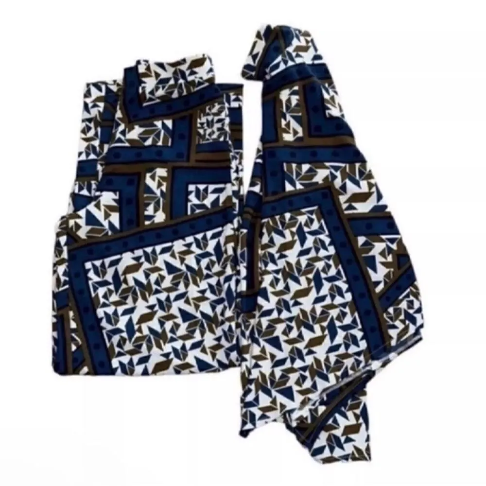 Zara Printed Pants Blue/Brown Set(Size Top
Medium/ Bottom Small) - Image 5