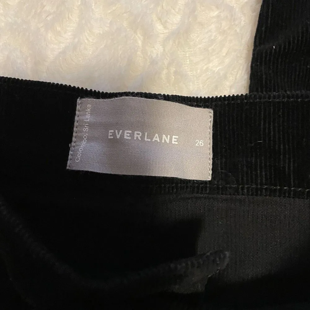 Everlane Size 26 Black Baby Cord Cheeky Jeans Pants Crop Straight Hi-Rise - Image 2