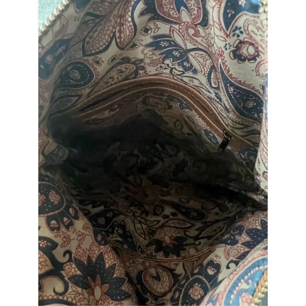 Brown Faux Leather Fold Over Bucket Shoulder Convertible Backpack - Image 6