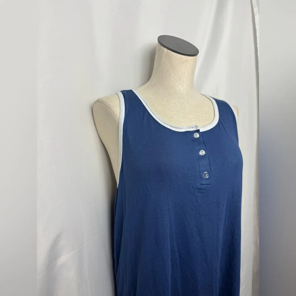 Ekouaer Blue Sleeveless Top with White Trim pajama top XXL NWT - Image 3