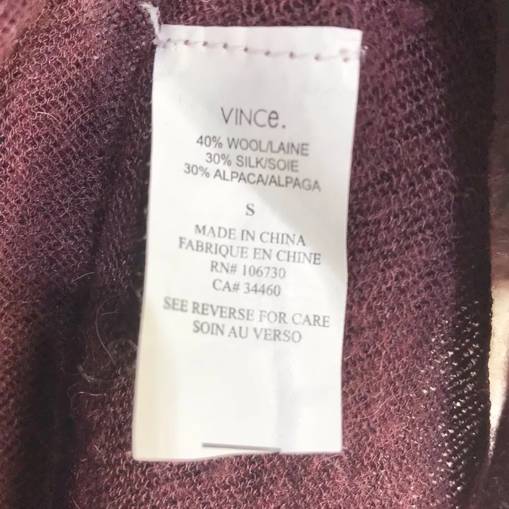 Maroon Wool Silk & Alpaca Knit Blend Sheer 3/4 Dolman Sleeve Tunic Top - Image 6