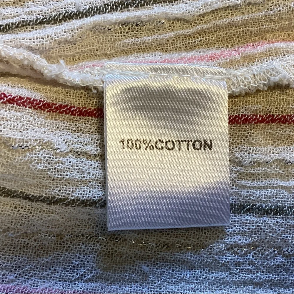 LOVE SAM BOHO OFF THE SHOULDER FRINGED LONG SLEEVE LINEN COLOR COTTON TOP SZ S - Image 8