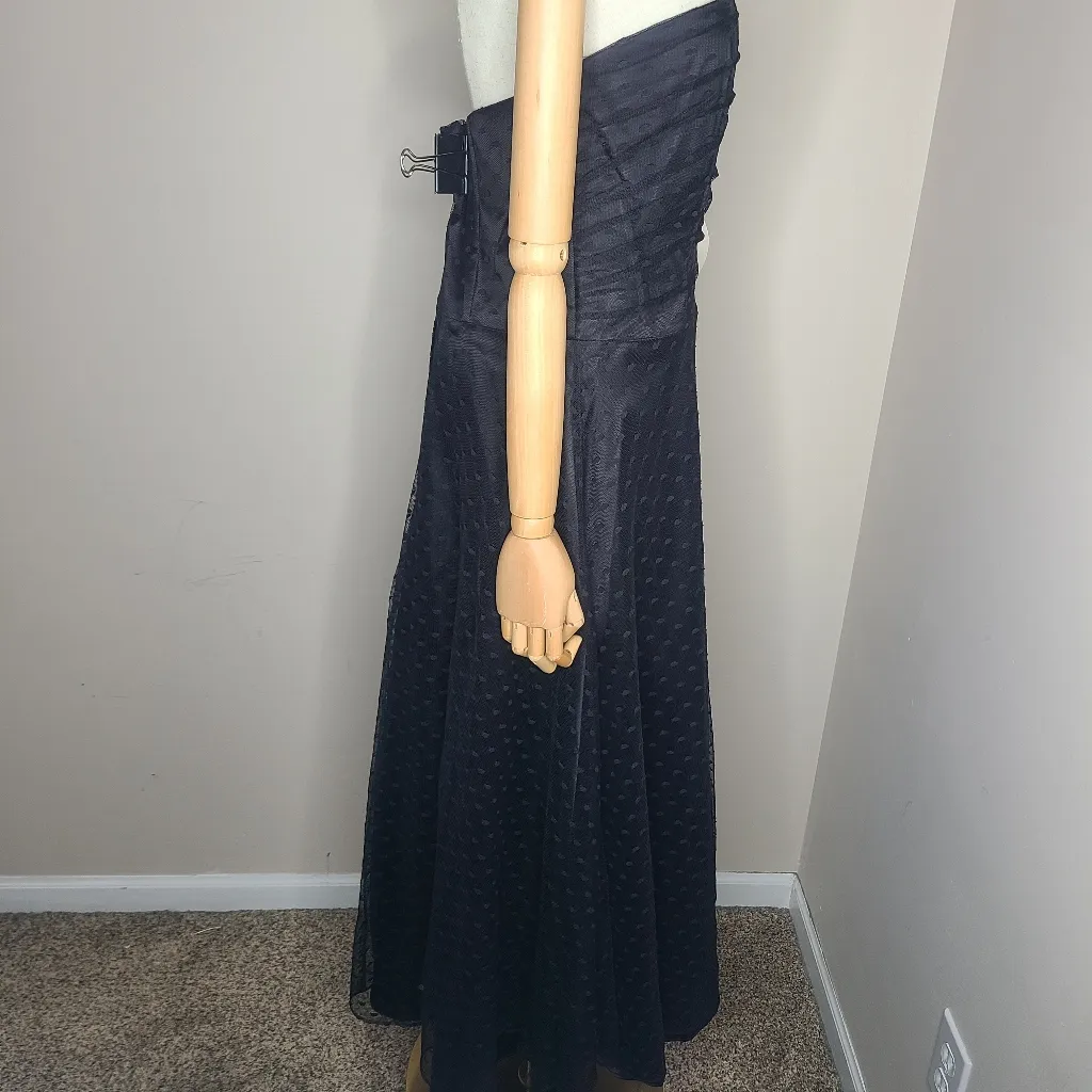 Vintage Scott McClintock Swiss Dot Midi Formal Black Dress Size‎ 12 80s - Image 4