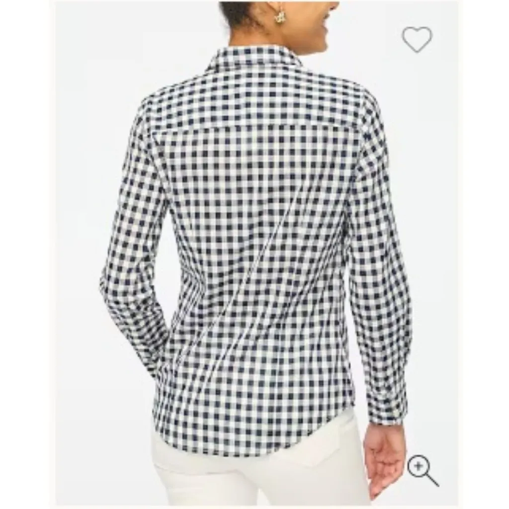 J. Crew Gingham Lightweight Cotton Button Down Shirt, Navy & White | 6 - Image 2