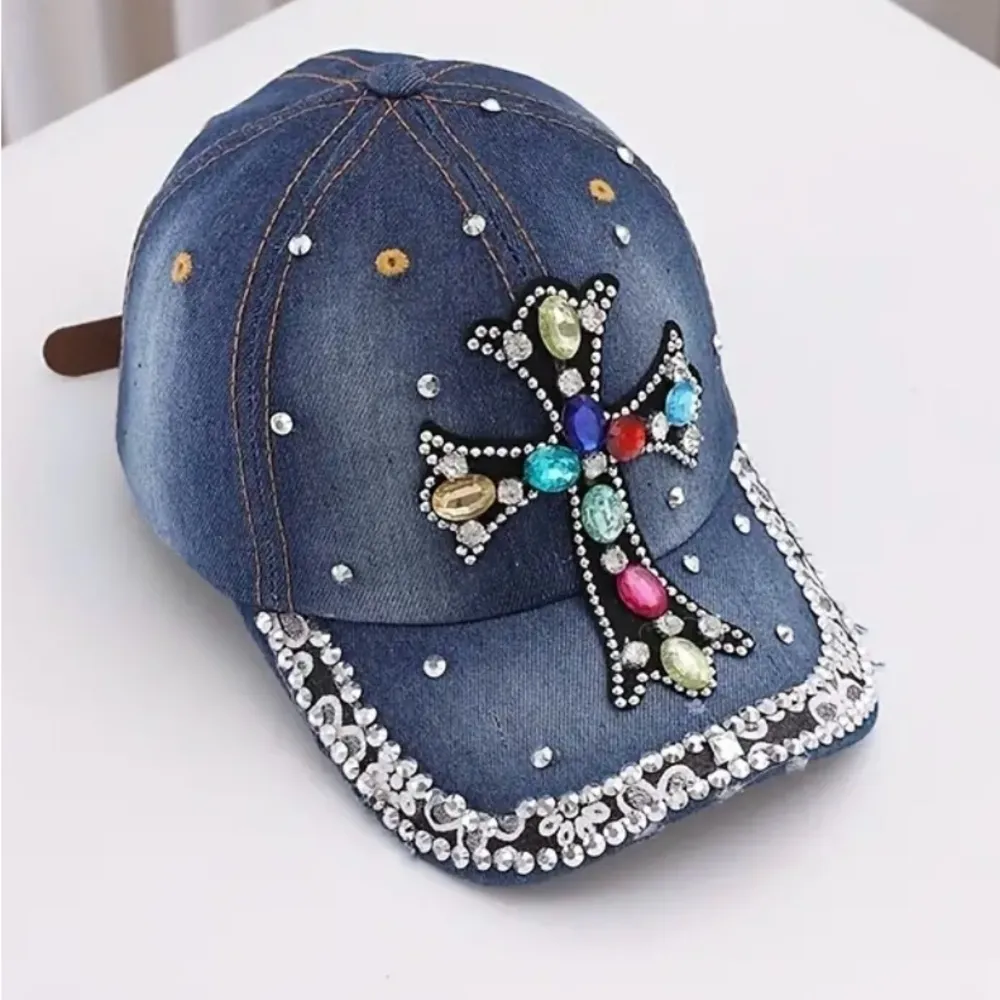 Women’s Denim Cross Hat NWT Blue - Image 4