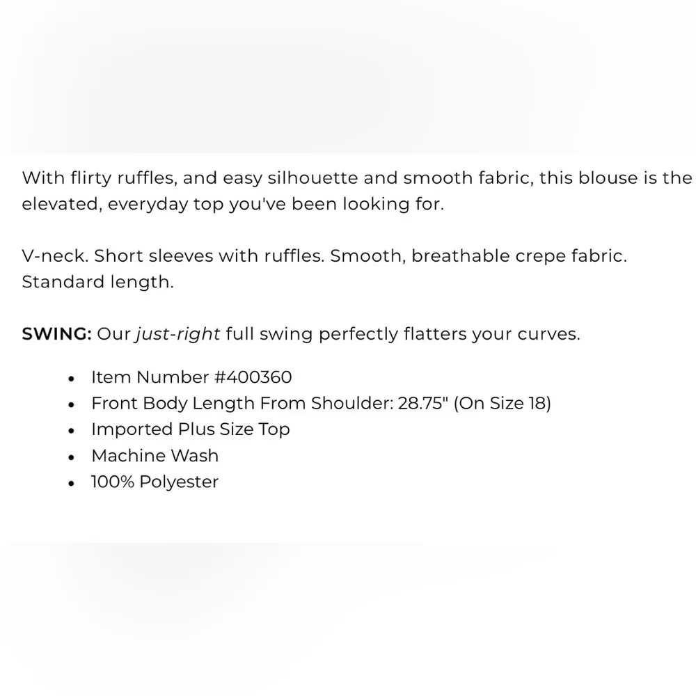 LANE BRYANT size 26 wing v-neck ruffle blouse short sleeve breathable crepe top - Image 9