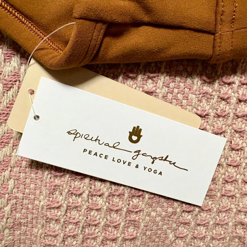 Spiritual Gangster NEW twist front sports bra in dune/brown size small yoga - Image 2