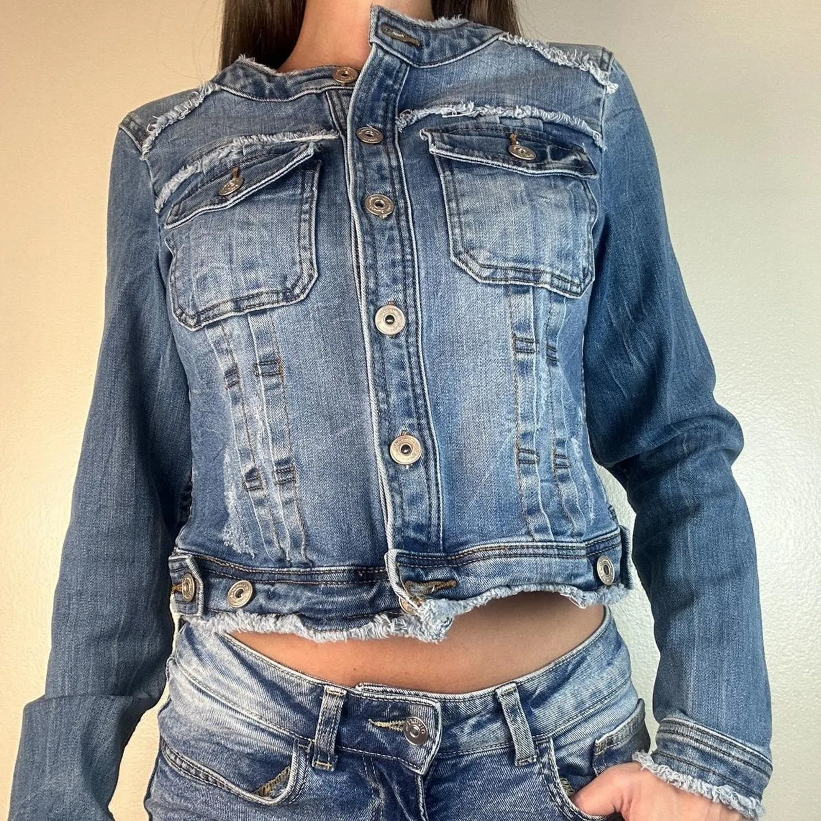 Y2k denim jacket super Blue - Image 2