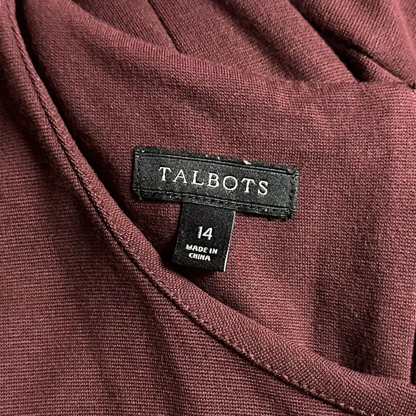 Talbots Plum Sheath Dress Size 14‎ Long Sleeve Stretch Knit Classic Workwear - Image 2