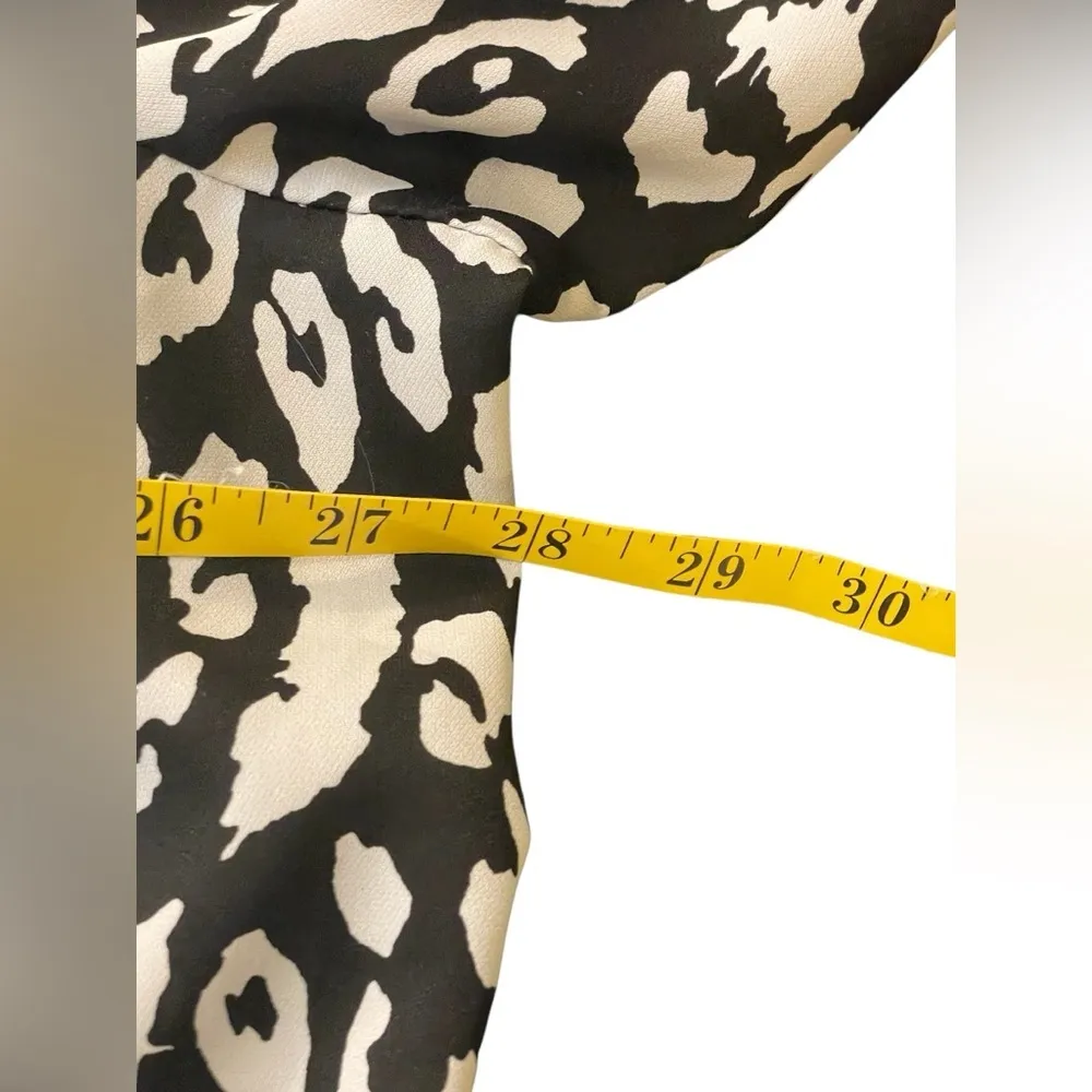 Lane Bryant 22/24 Split Back Blouse Black White Leopard Print Roll Tab Sleeve - Image 8