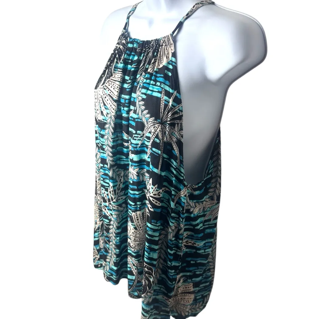 Hula Bay Blue and Black Halter Tank Hawaiian Resort Vacation Luau Coastal XL - Image 5