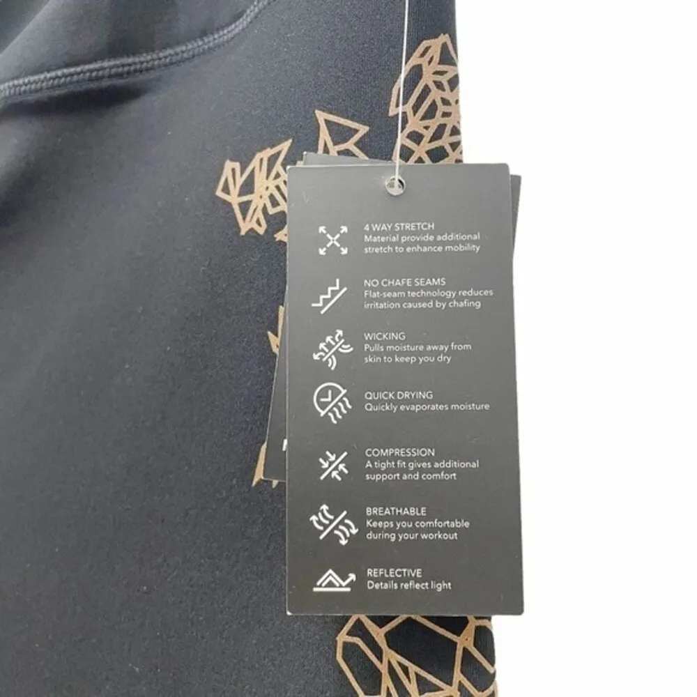 NWT R8 Activewear Compression Legging Kaleidoscope Capri Black Copper Size Large - Image 9
