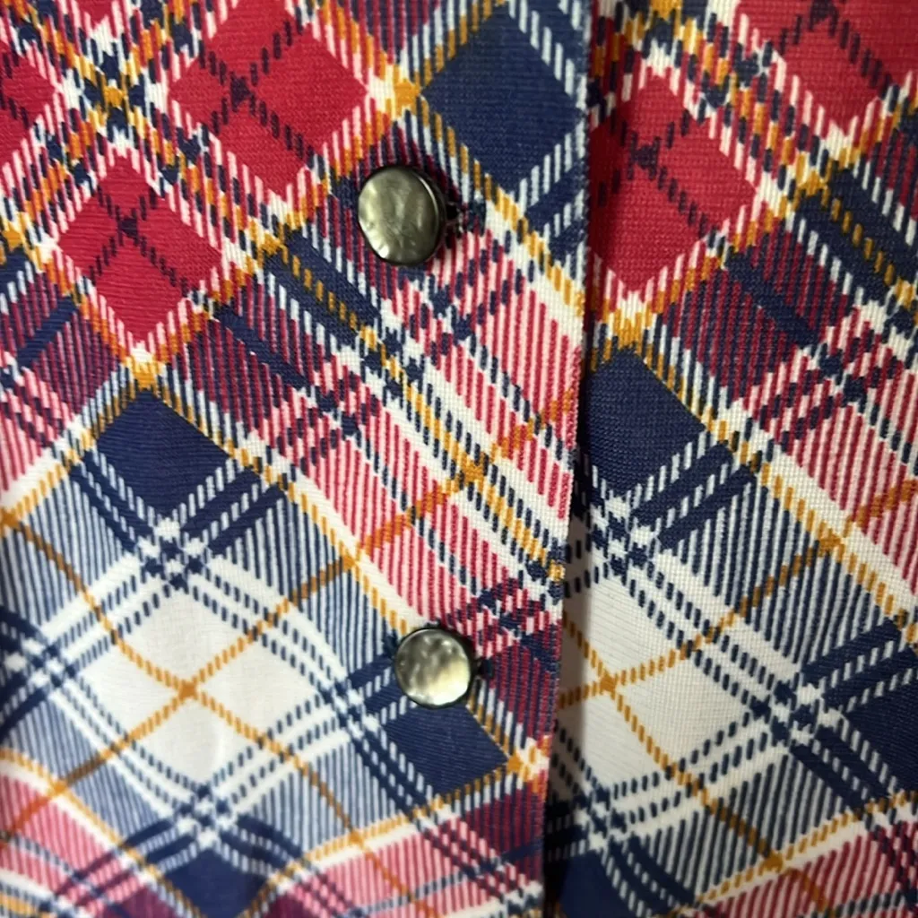 Vtg 60s Bogart of Texas Women’s Button Down Plaid Shirt 🗝️ Red Size XL - Image 4