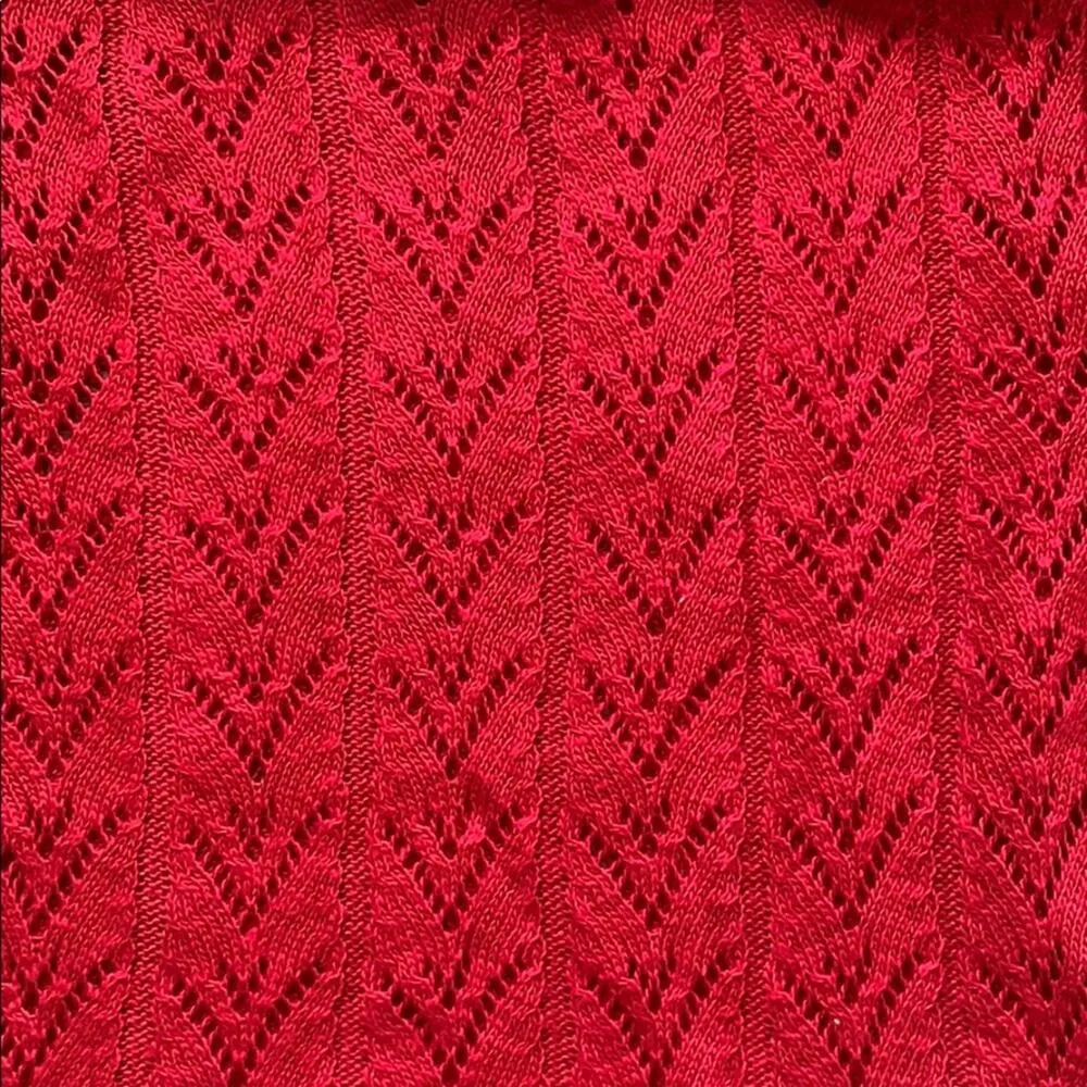 Open Knit Dolman Sleeve Cowl Turtleneck Sweater M Red Size M - Image 2