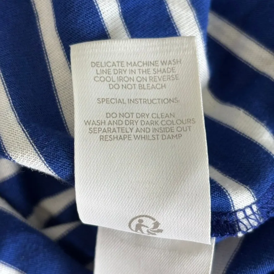 Boden Imogen‎ Jersey Striped Dress Sz 2r Navy Nautical Lagenlook Seersucker Blue - Image 6