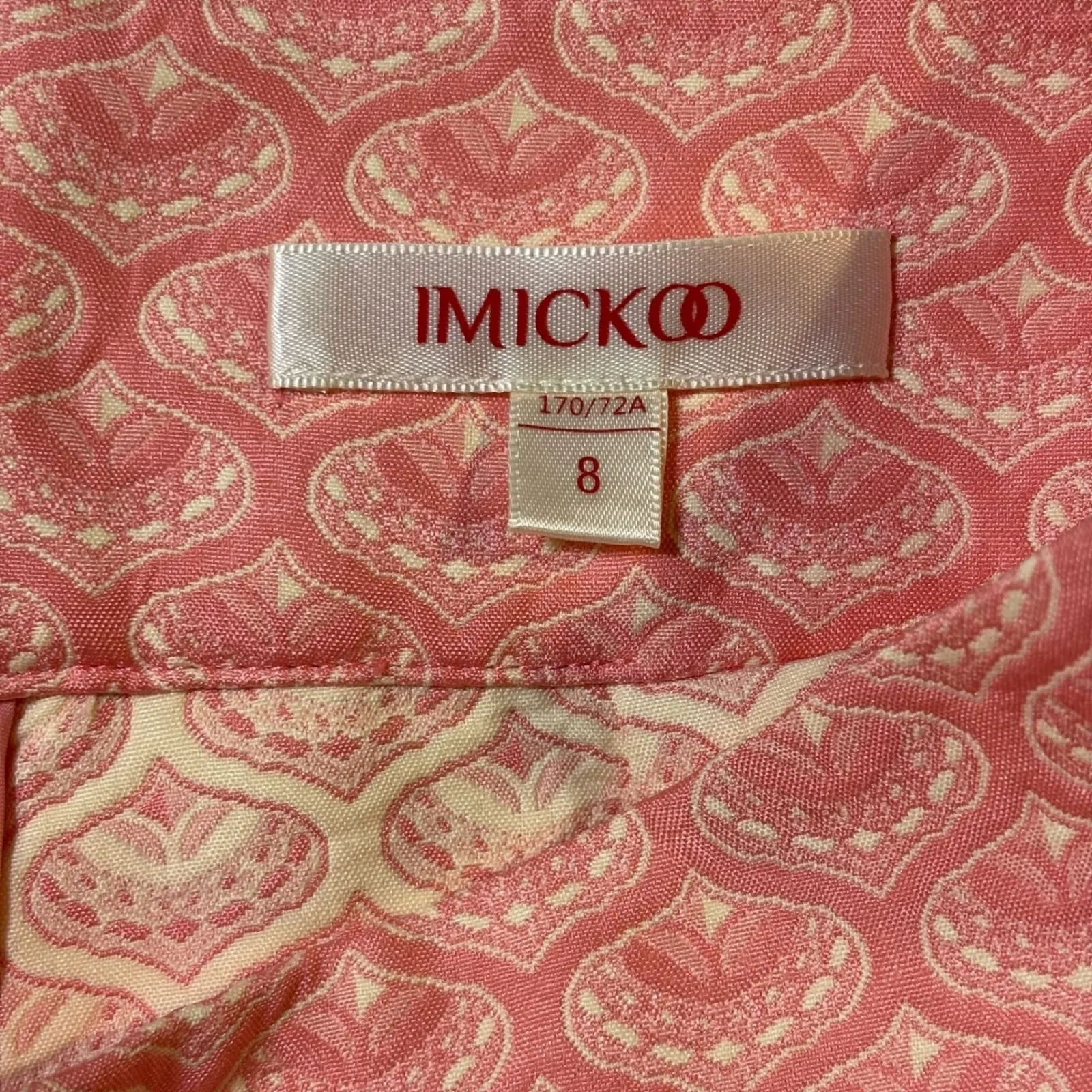 IMICKOO Women‎ Orange Paisley Bow Neck 3/4 Sleeve Top Skirt Set Size 8 - Image 7