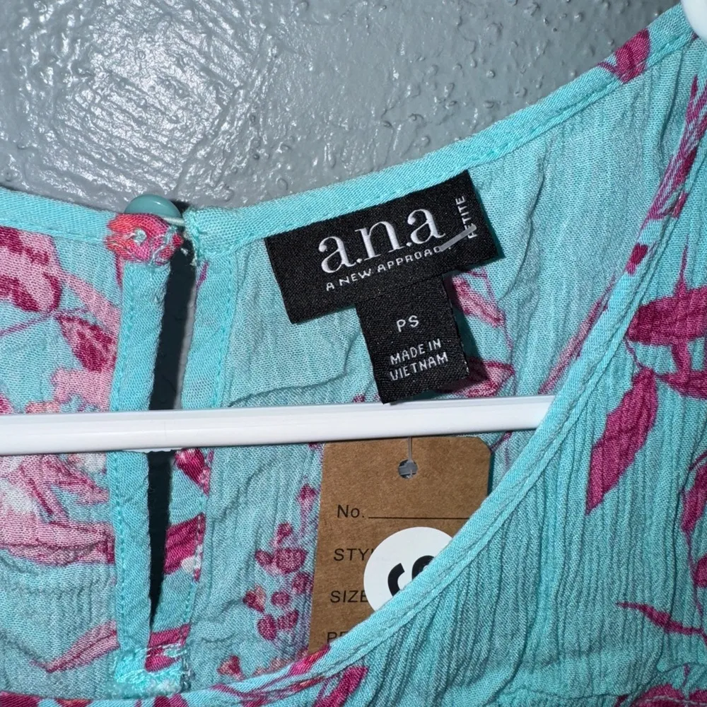 a.n.a Blue Smocked Sleeveless Tank Top - Image 2