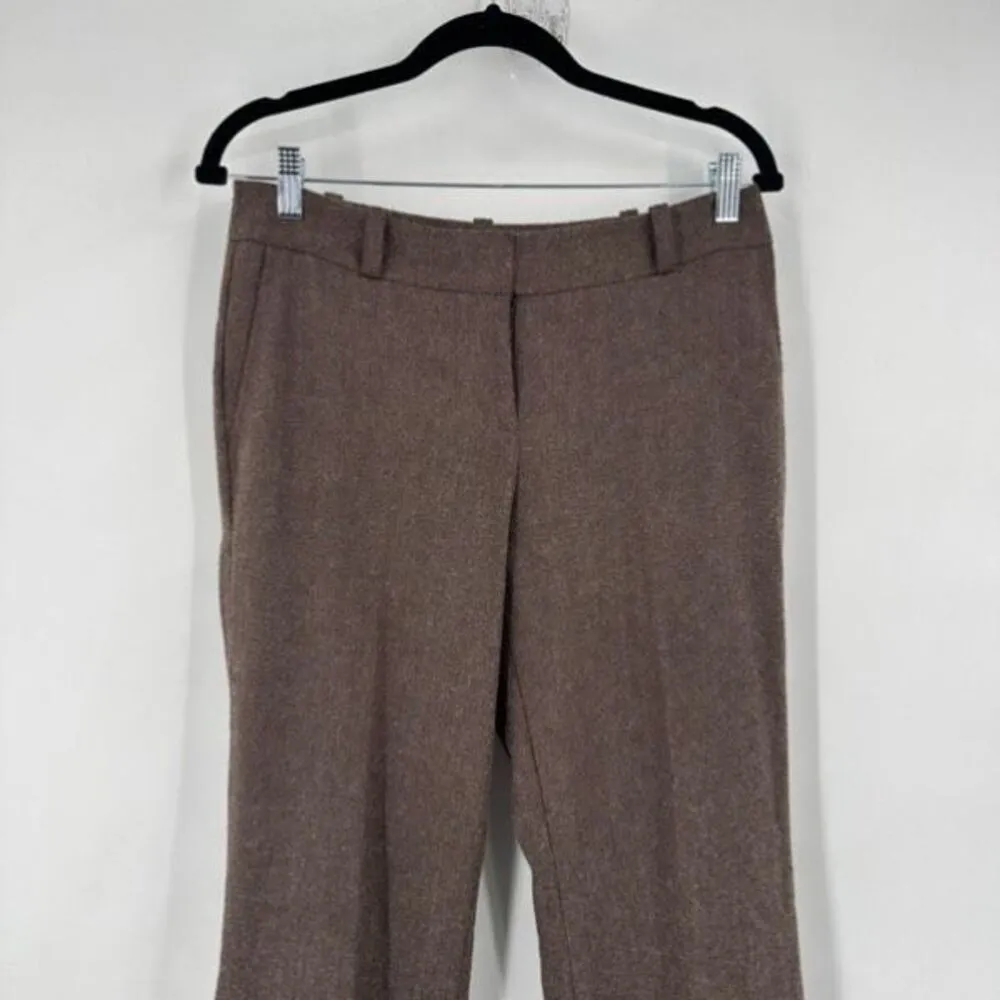 Ann Taylor Julie Cuffed Brown Wool Blend Trouser‎ Pants Flat Front Size 4 Office - Image 6