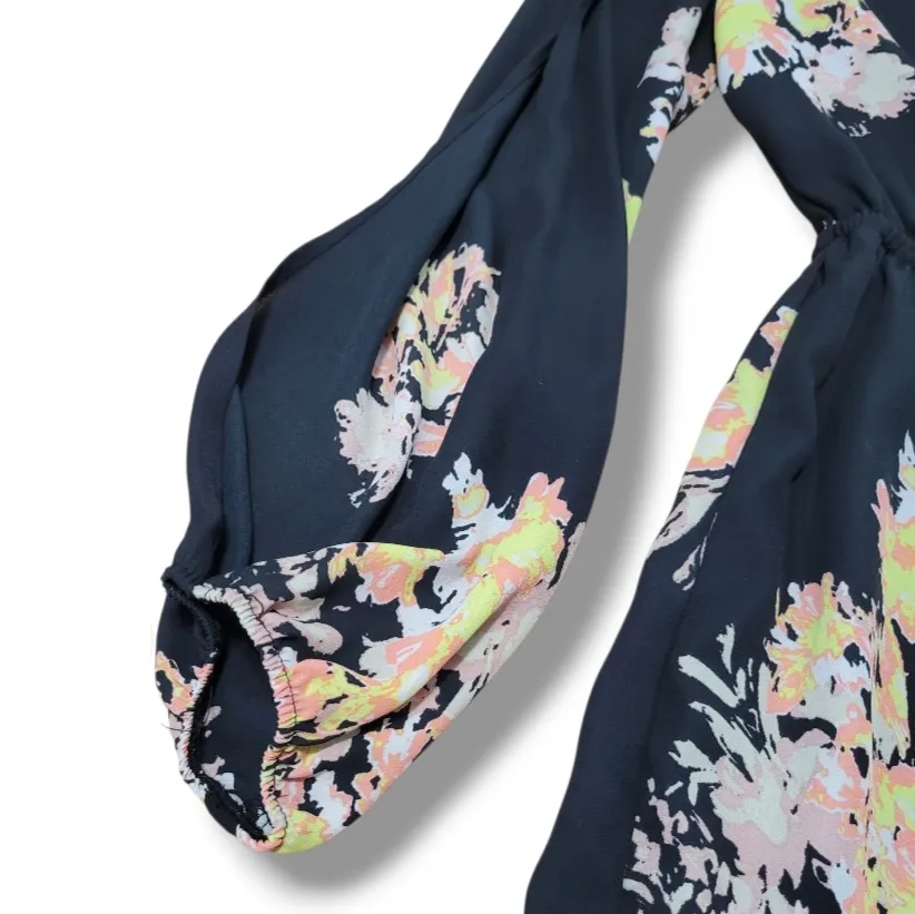 Material Girl Romper Size Large W30"xL3" Womens Romper Floral Boho Cold Shoulder Open Shoulder - Image 5