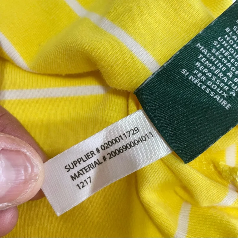 Lauren Ralph Lauren Boatneck Cuffed Sleeve T-Shirt Yellow Striped M - Image 9