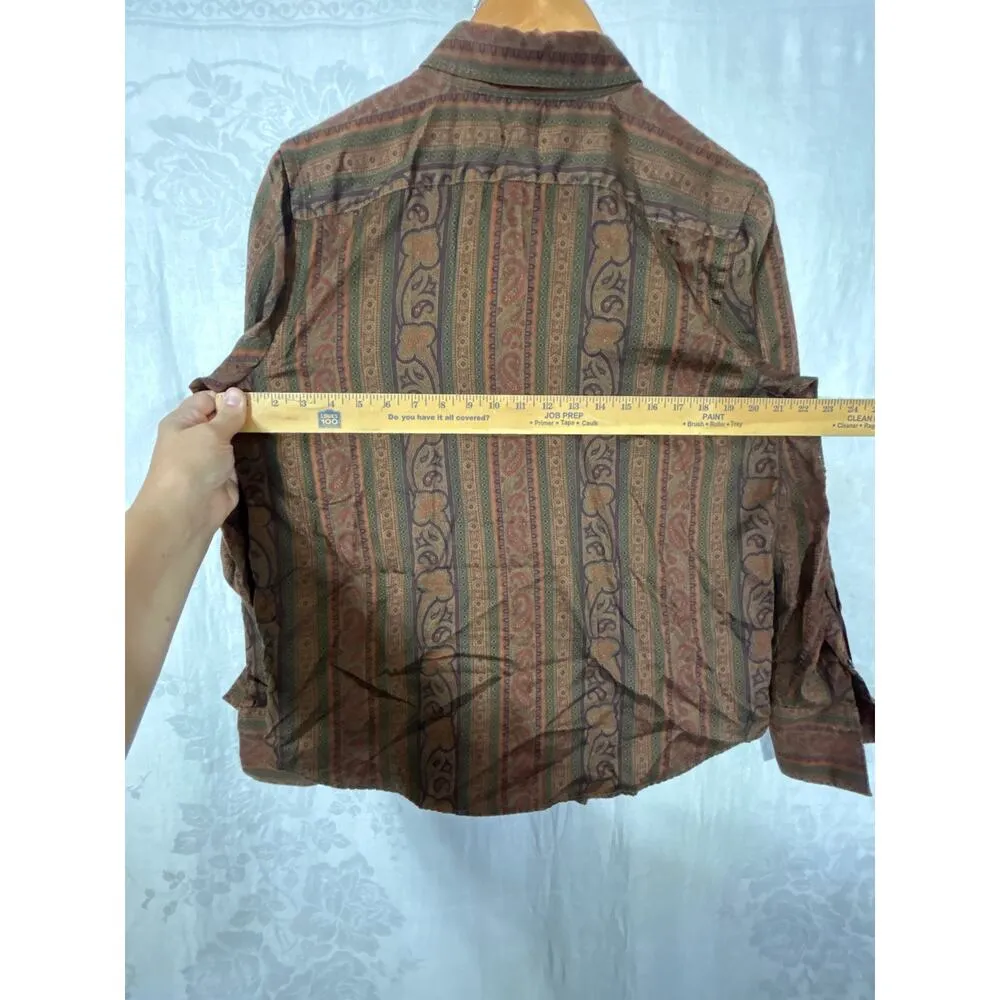 Ralph Lauren LRL Button Up Large Brown Paisley Striped Western Equestrian - Image 8