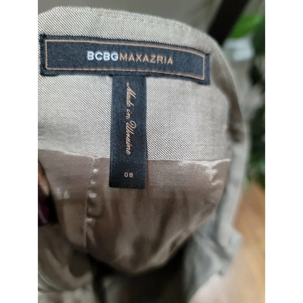 BCBGMAXAZRIA Women's Beige Wool and Spandex Knee Length Flare Skirt Size 08 - Image 8