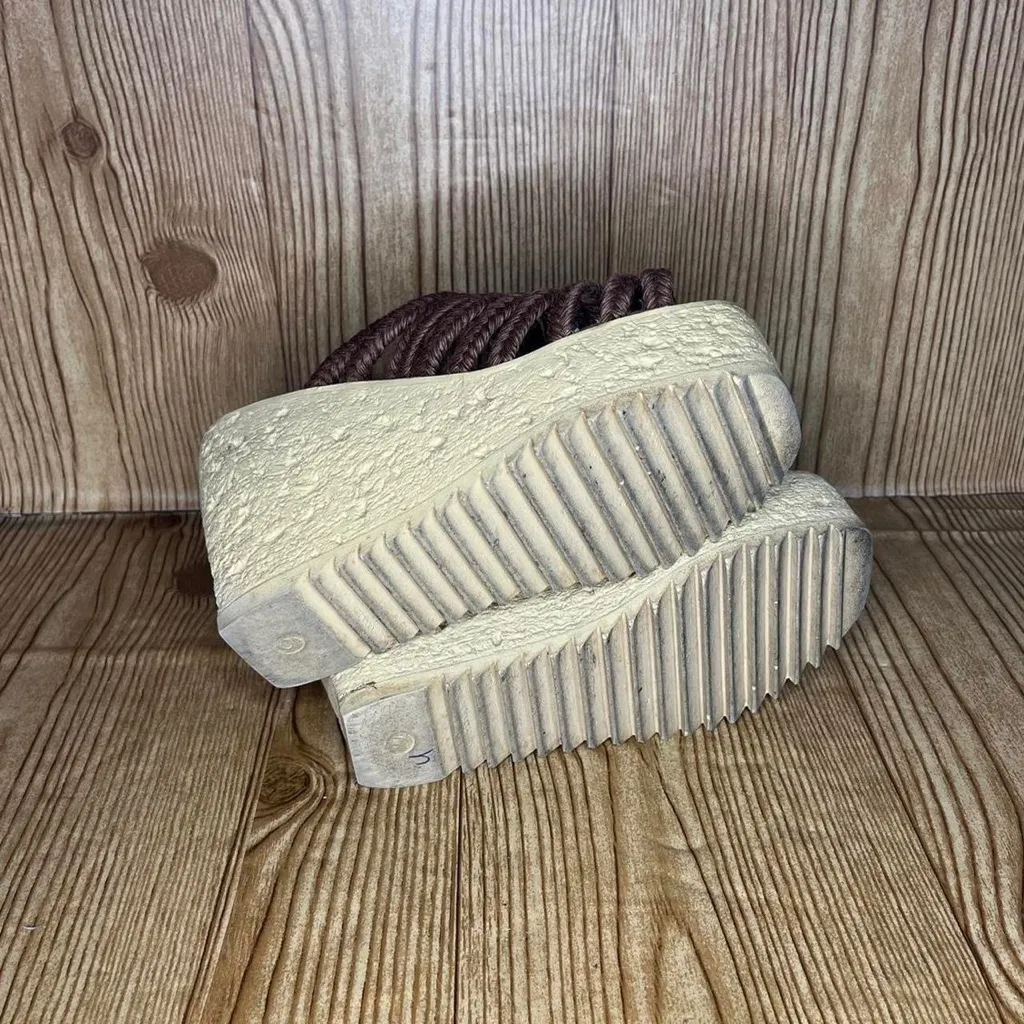 9 & Co. Vintage 90s Y2k brown platform chunky textured braided wedge sandals - Image 3
