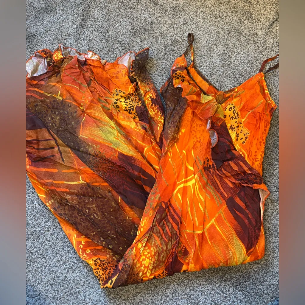 Euro Cavalli Inspired Dress Orange Size XS - Image 4