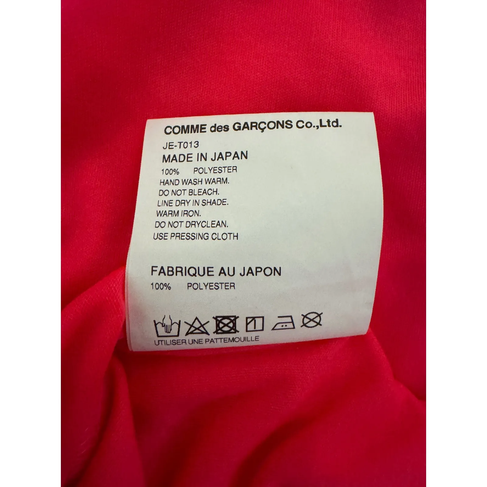 JUNYA WATANABE COMME des GARCONS Pink Mock Neck T Shirt Size S Red - Image 12