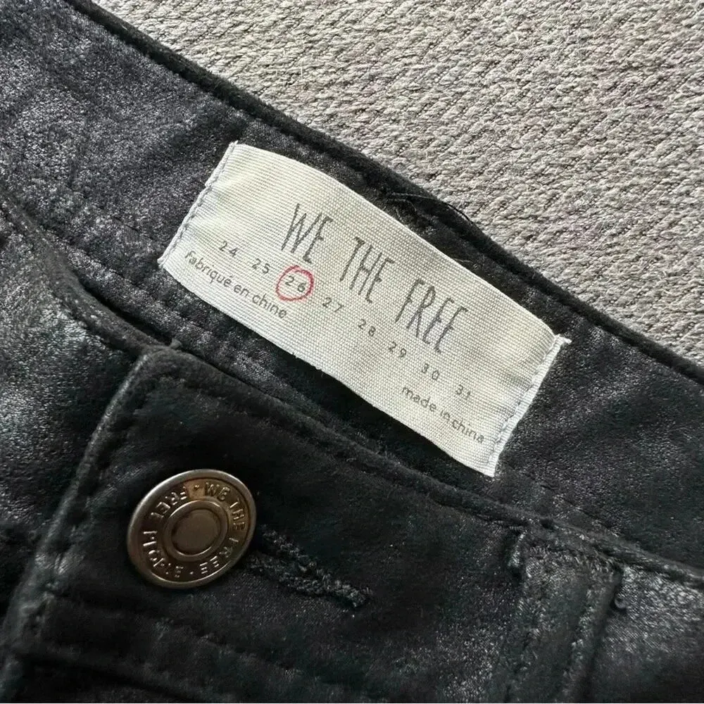 We The Free High Rise Coated Black Skinny Jeans Size 26 - Image 7