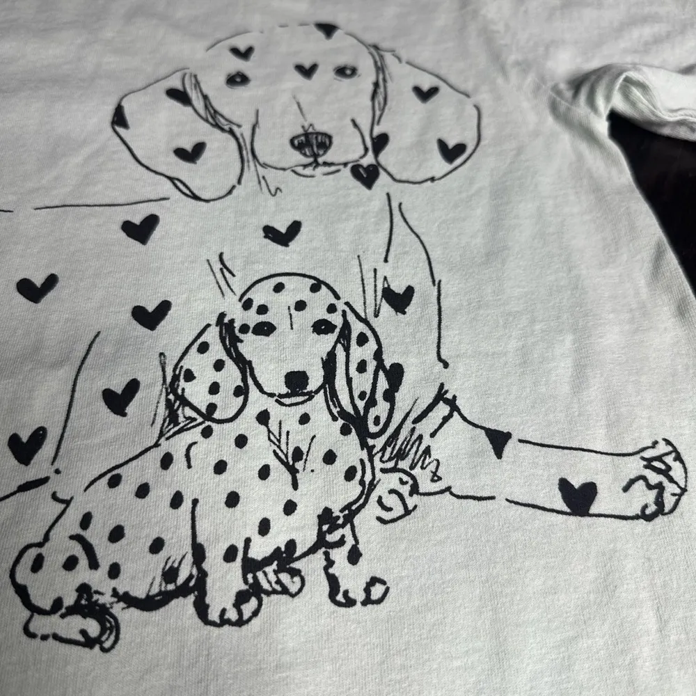 Crewneck T-shirt 100% cotton, BoHo, casual light, green color, dog, and pup - Image 2