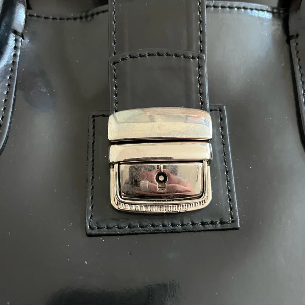 Nardelli Genuine Leather Tote Black Patent Handbag Made in Italy Satchel - Image 7