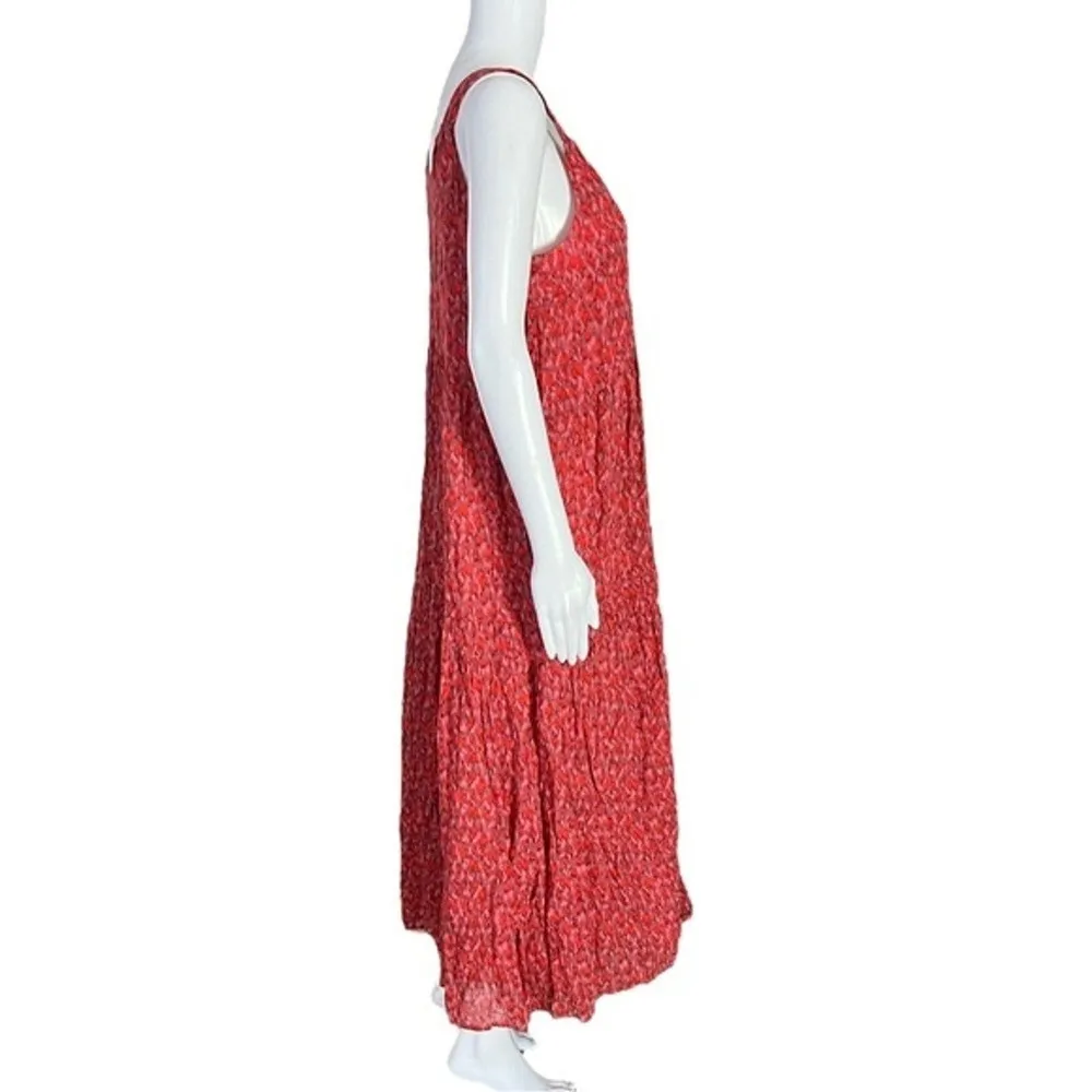 Joie Dress Womens Medium Red Pink Tea Rose Bondi Tier Maxi Sundress Boho Peasant - Image 2