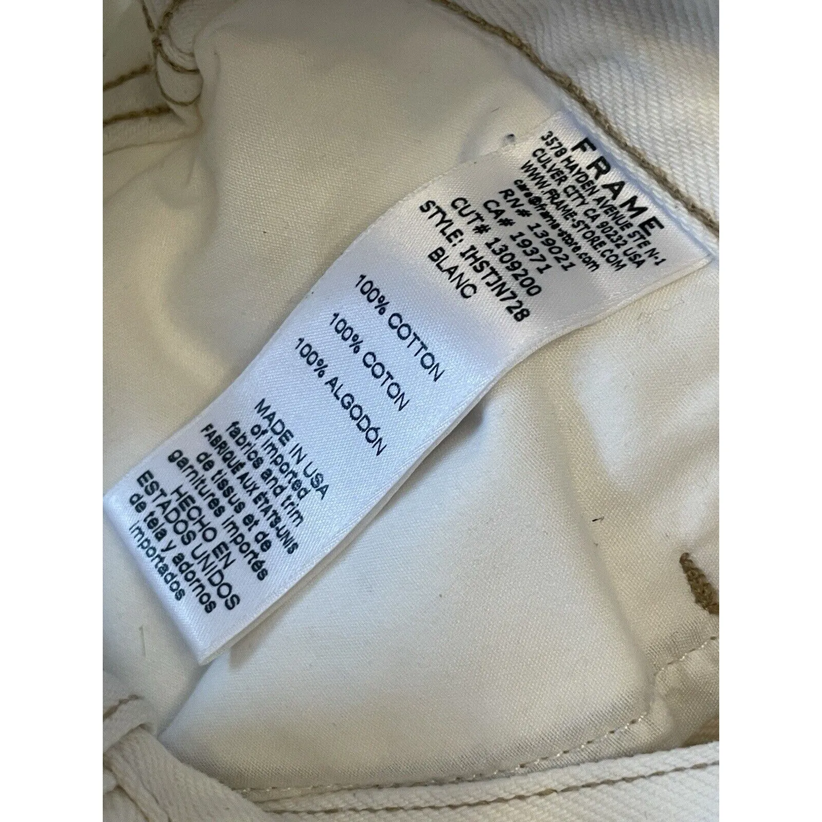 Frame Denim x Ilona Hamer High Straight Leg Jeans Women Size 26 Blanc Ivory‎ NWT - Image 8